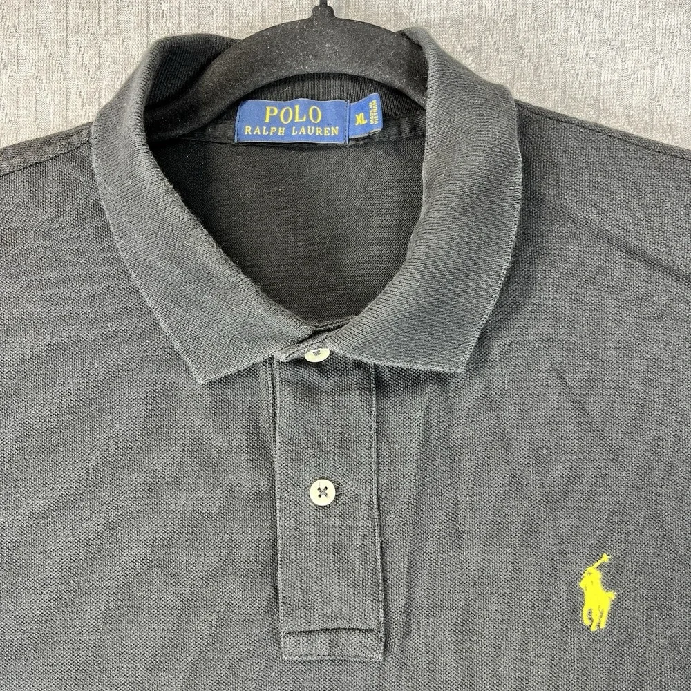 Polo Ralph Lauren Men's Black shirt XL Yellow pony short sleeve golf relaxed fit